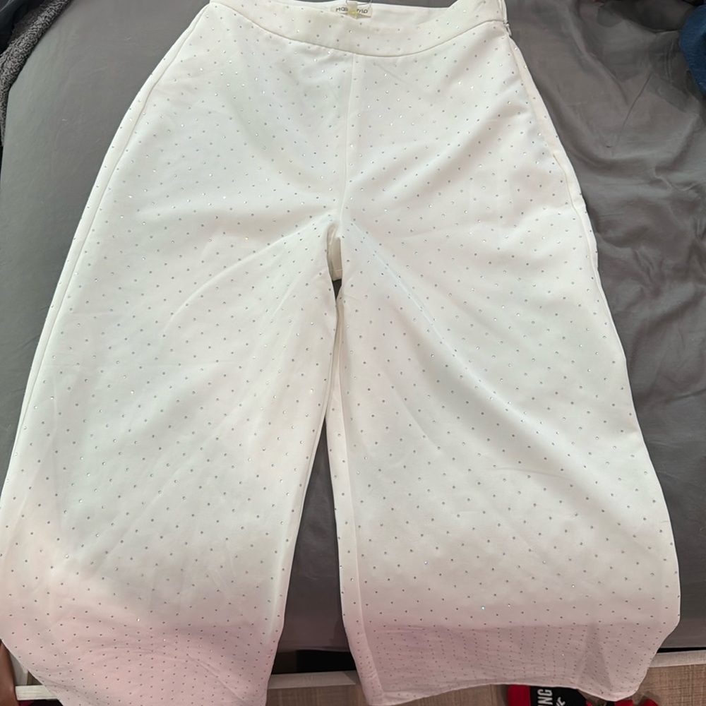 NWT - White Rhinestone Pants